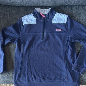 Vineyard Vines Men's Navy and Light Blue Zip Up Sweater